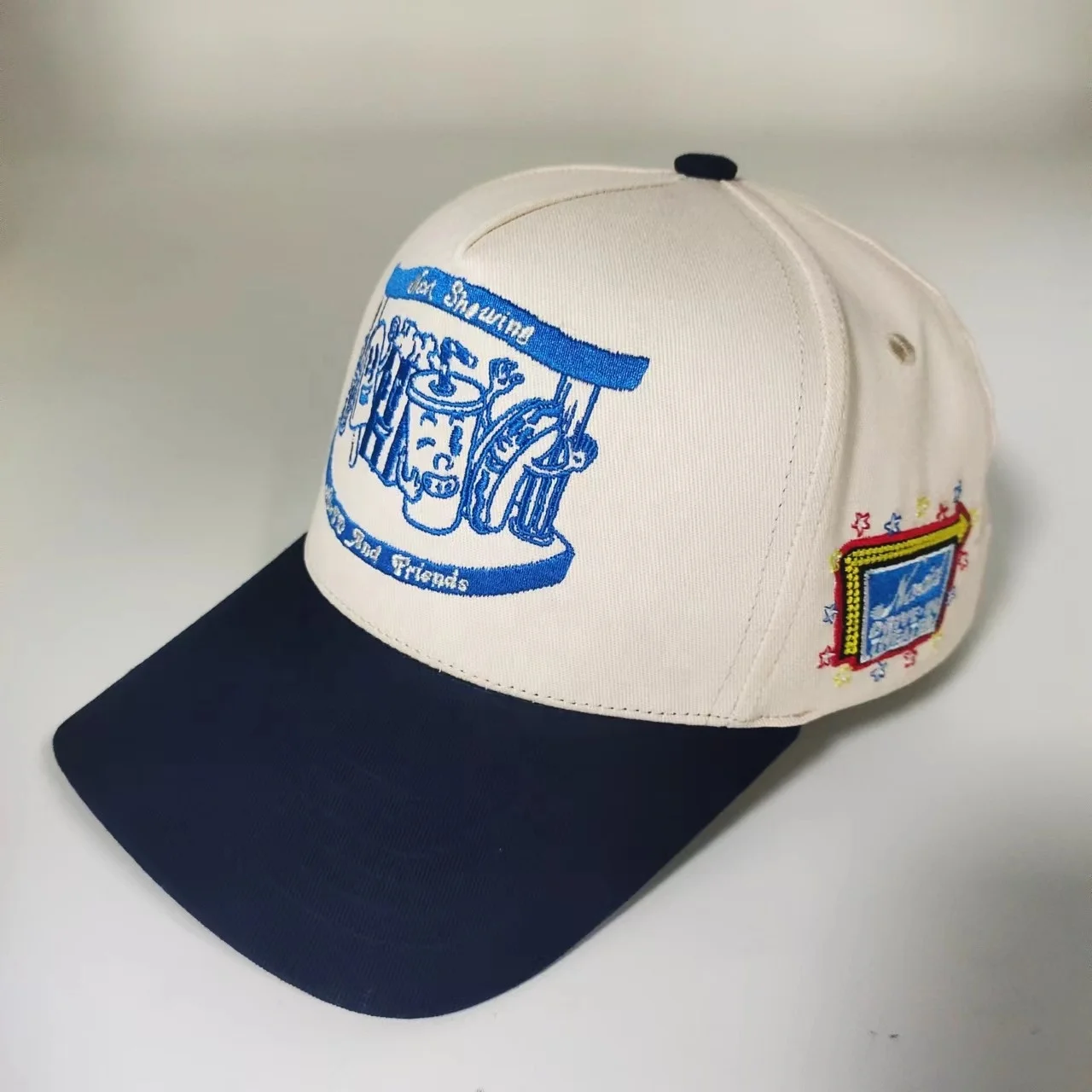 Fashion Leisure 5 Panel Custom Two Tone Sport Embroidery Baseball Cap 3d Embroidery Logo Curved Brim Baseball Hat