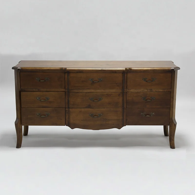 Antique style 9 drawers TV cabinet Chinese walnut colour solid wood home/hotel use sideboard (DT-974)