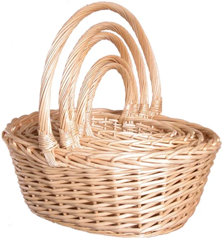 
LARGE OVAL NATURAL HEAVY WILLOW BASKETS SET/5 round willow 