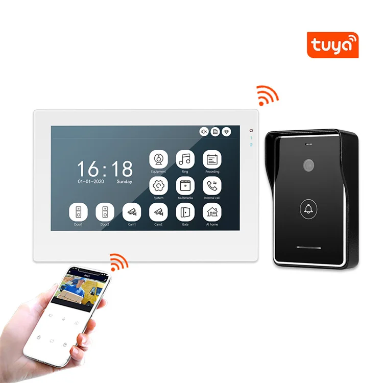 AHD 1080P Wireless Wifi Connection Video Door Phone Tuya Smart Phone Remote Ring Doorbell System IP Monitor Intercom