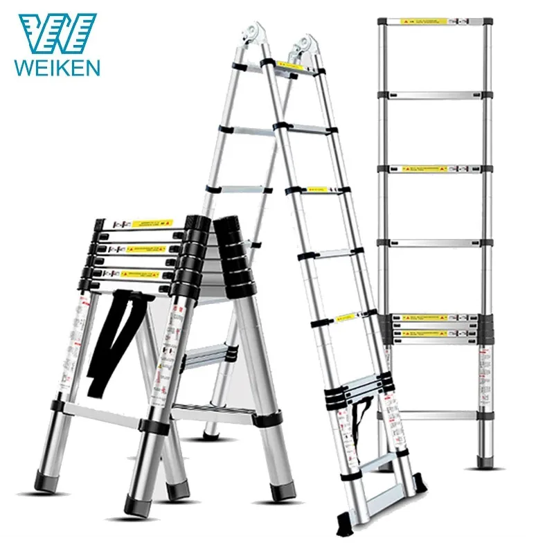 WEIKEN OEM&ODM High Quality Warehouse Household Extension Ladder Stairs Cheap Price Telescopic Aluminum Ladder Extension
