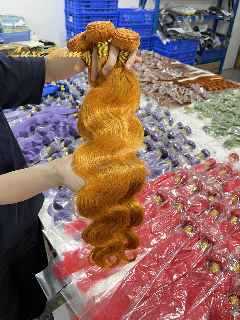 Luxefame Hair Orange Swiss Lace Closure Brazilian Body Wave Remy Human Hair 8'-40 Bundles