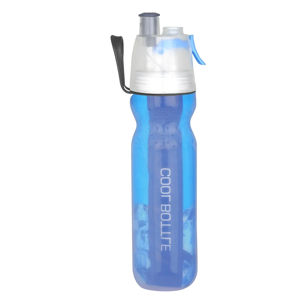 BPA free Double Wall Summer Cooler  Plastic Cooling Spray Water Bottle Mist Plastic Spray Bottle With Sprayer