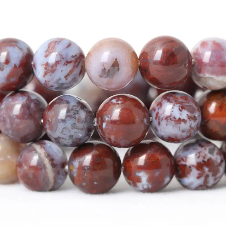 
Red White Agate Beads, Natural Gemstone Beads, Loose Stone Beads 