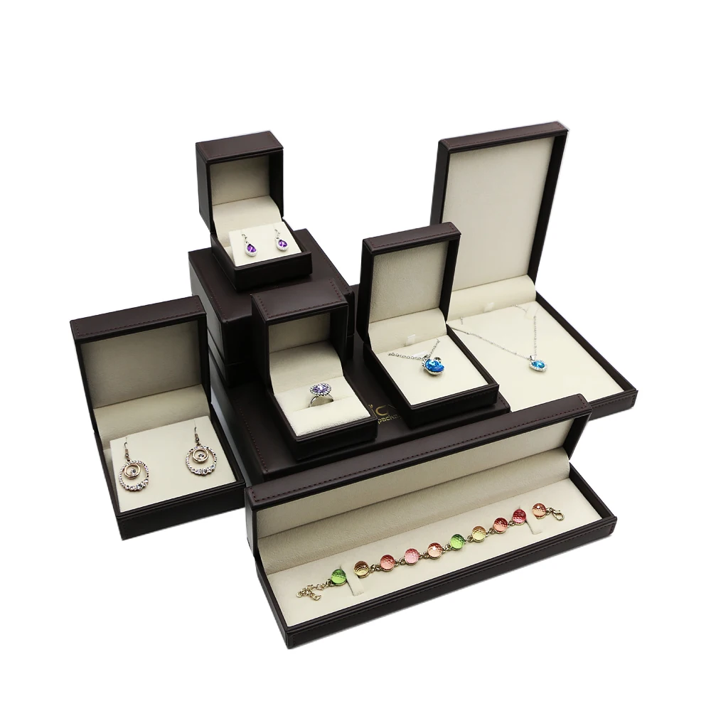 Good Price Factory Wholesale High Quality Custom Logo Jewelry Gift Packaging Box Set Necklace Pu leather Ring Set Jewelry Boxes