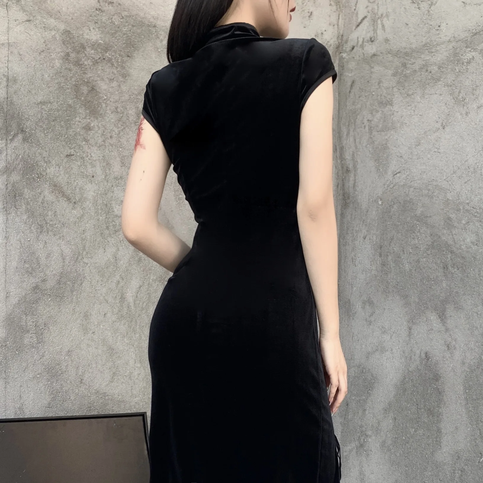  Ins винтажный стиль плюс размер Cheongsam женское осеннее платье с открытой вилкой сексуальное Qipao Дамское