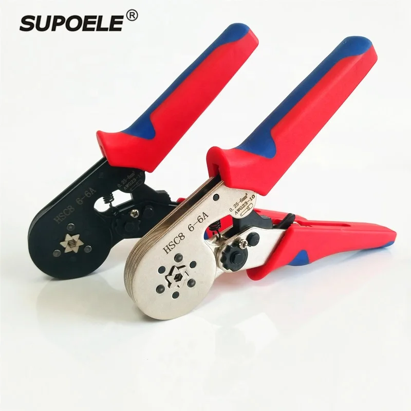 HSC8 6-6A 0.25-6mm2 AWG 23-10 Self-adjusting Insulated Terminals Crimping Pliers Tool for Cable Wire End Sleeves Ferrules
