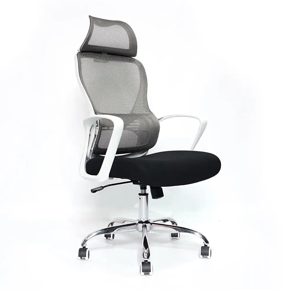 Kabel High Quality White Frame Swivel Mesh Office Chair With Fixed Armrest