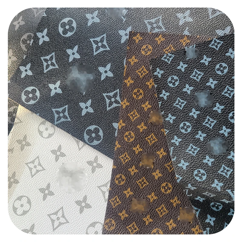 MOQ:1000M High quality PVC leather transfer monogram texture faux leather sheet synthetic PVC for lady bags making