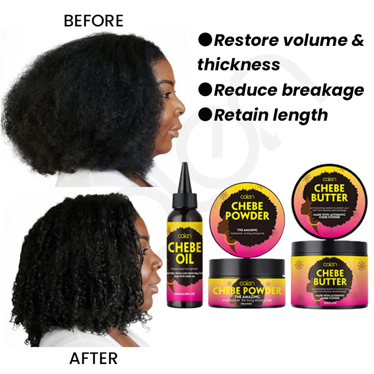 Oalen Private Label 100% Natural Ingredient Hair Care Chebe Powder Oil Butter Chebe Hair Products For Growth