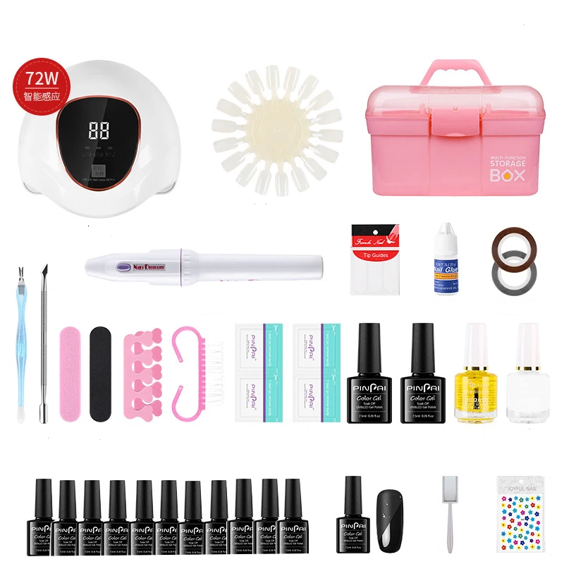 Gel Polish Start Kit with UV/LED Lamp Professional Set Nail Supplies Polishes Sets Summer Accessories Home Manicure Tools