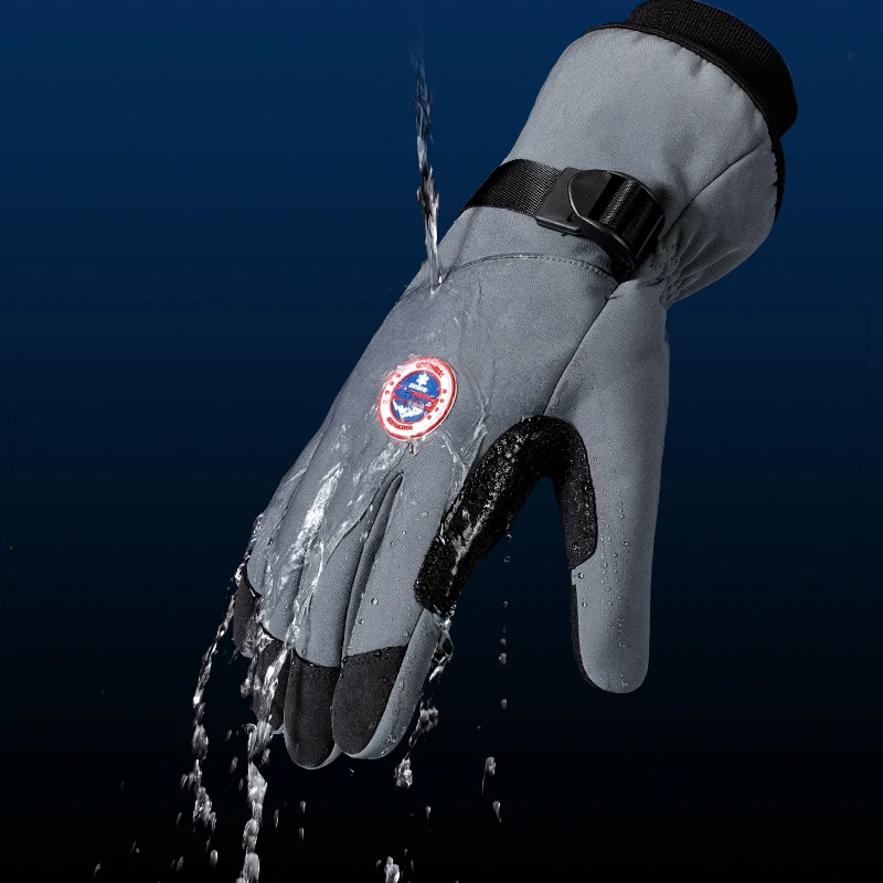 GOLOVEJOY DB69 Black Cowhide Waterproof Leather Insulated Winter Ski Gloves Ski Mittens