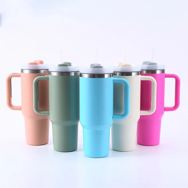 304 Stainless Steel 40oz Insulated Straw Modern Home Fitness Pink Coffee Cup Thermos 1200ml Ice Cream Cup