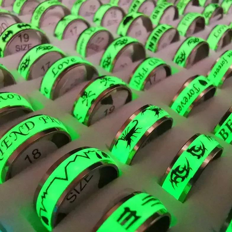 Wholesale Heart Skull Love Friend Couple Rings Luminous Cheap Stainless Steel Ring