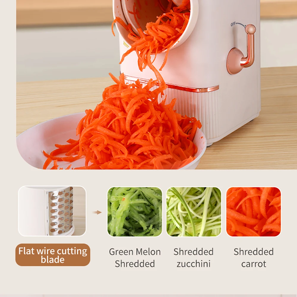 Kitchen 3 In 1 Manual Drum Rotary Cheese Grater Round Mandoline Vegetable Cutter/Slicer/Chopper Safe Food Grinder