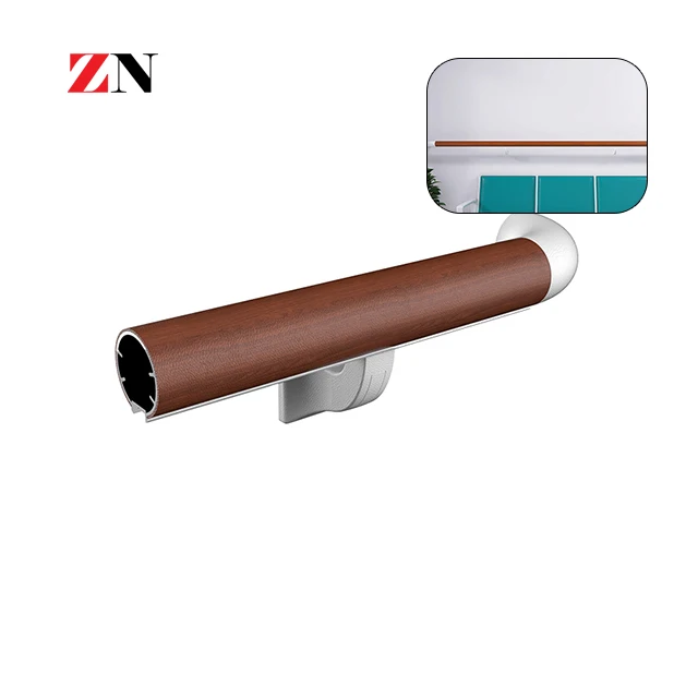 hospital wall mounted safety PVC and aluminium retainer wood grain hand rails