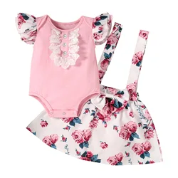 Quality products 2 piece embroidered flower baby girl clothing embroidered dress sets kid pajamas kid jacket dresses for girls