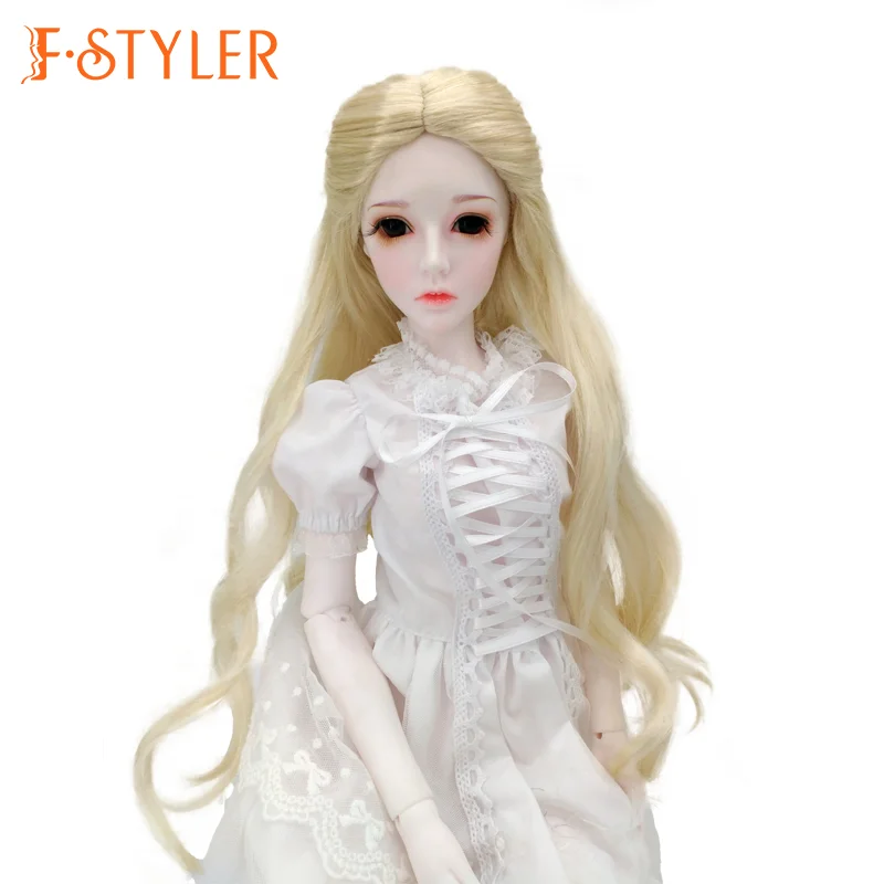 FSTYLER Synthetic Mohair Blonde Long Wavy Mini  Bjd 18 Inch Custom Wholesale Bulk Sale Doll Accessories for BJD Doll Hair Wig