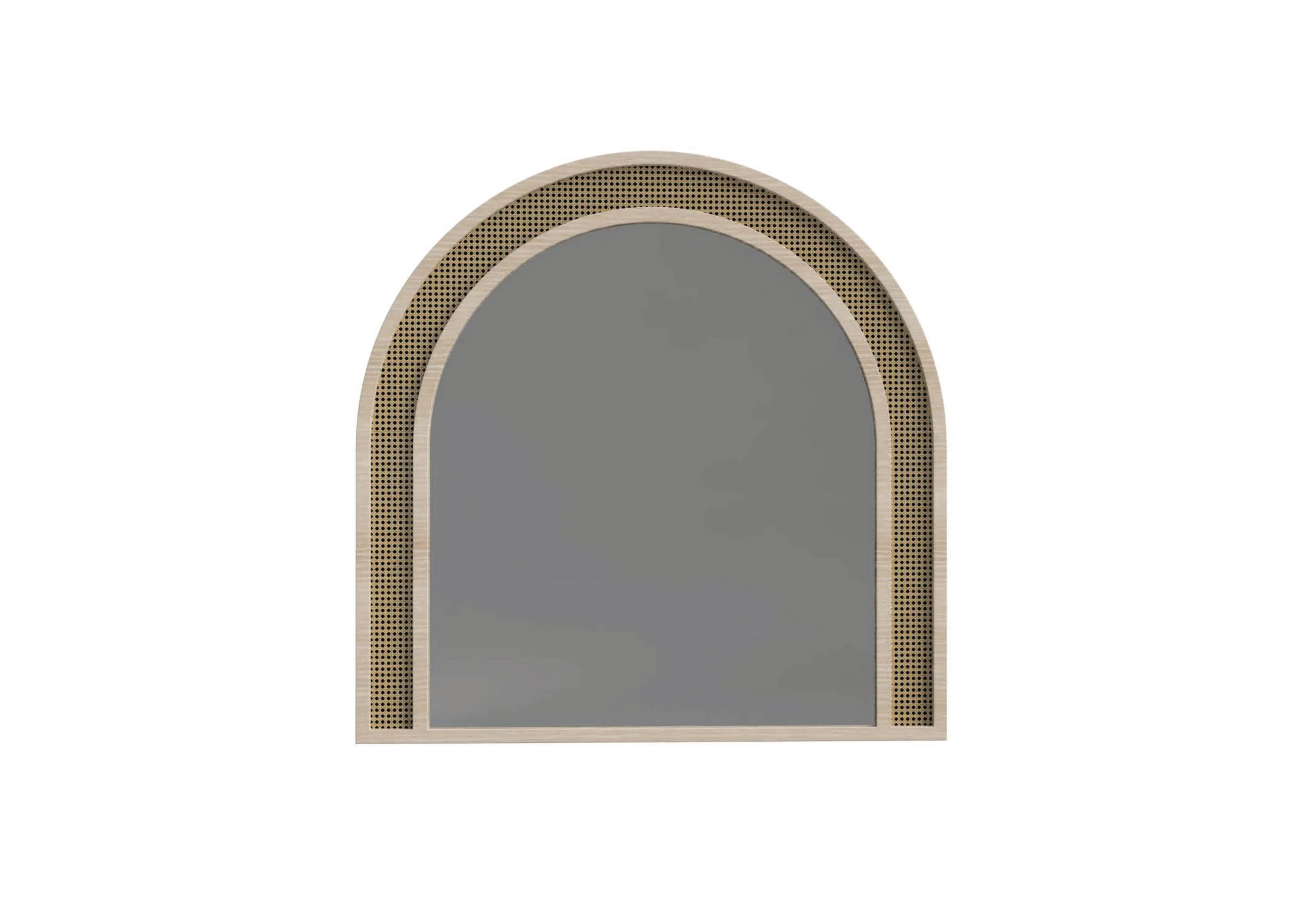 Dressing Mirror Glass with Ash Wood Veneer Natural Woven Rattan in natural light oak walnut ash color