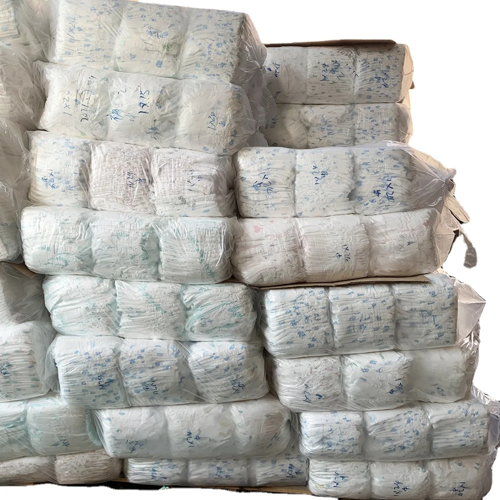 Factory price reject available stocks baby diapers in bales tape diaper for babies