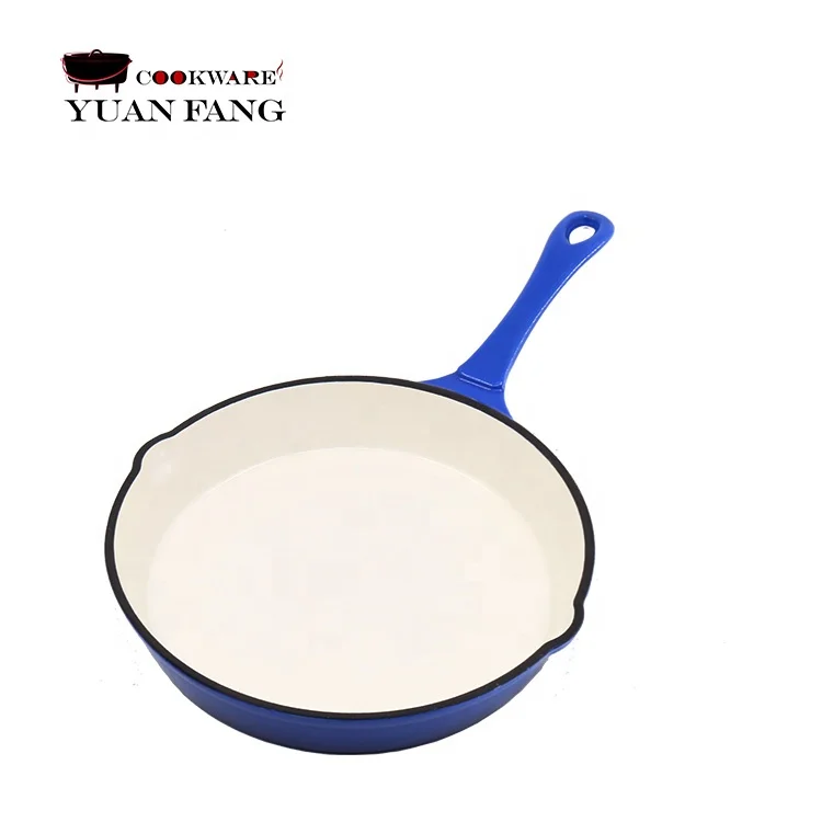 Best seller different colors Enameled Coated Solid Cast Iron Frying Pan Skillet