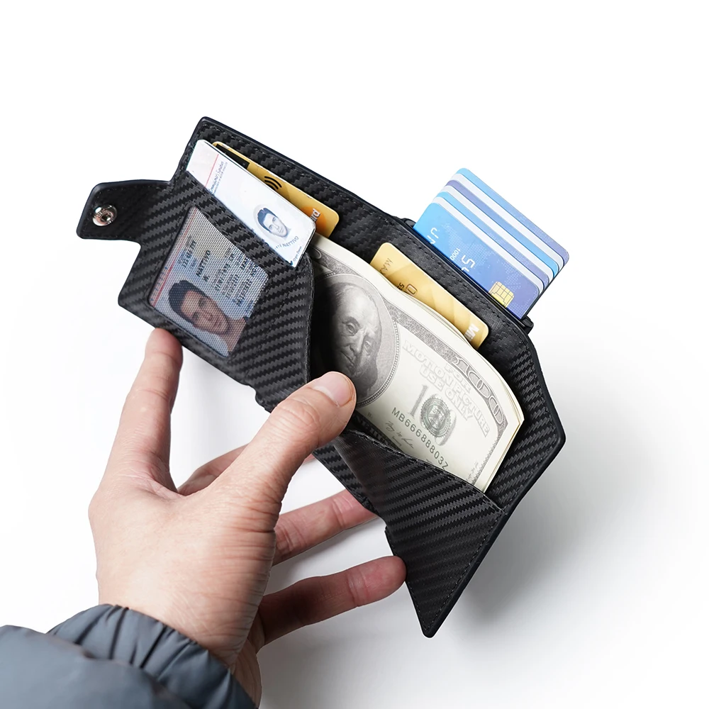 Customized New Pop up wallet RFID Slim Leather Pop Up Card Holder Wallet With Coin Pocket
