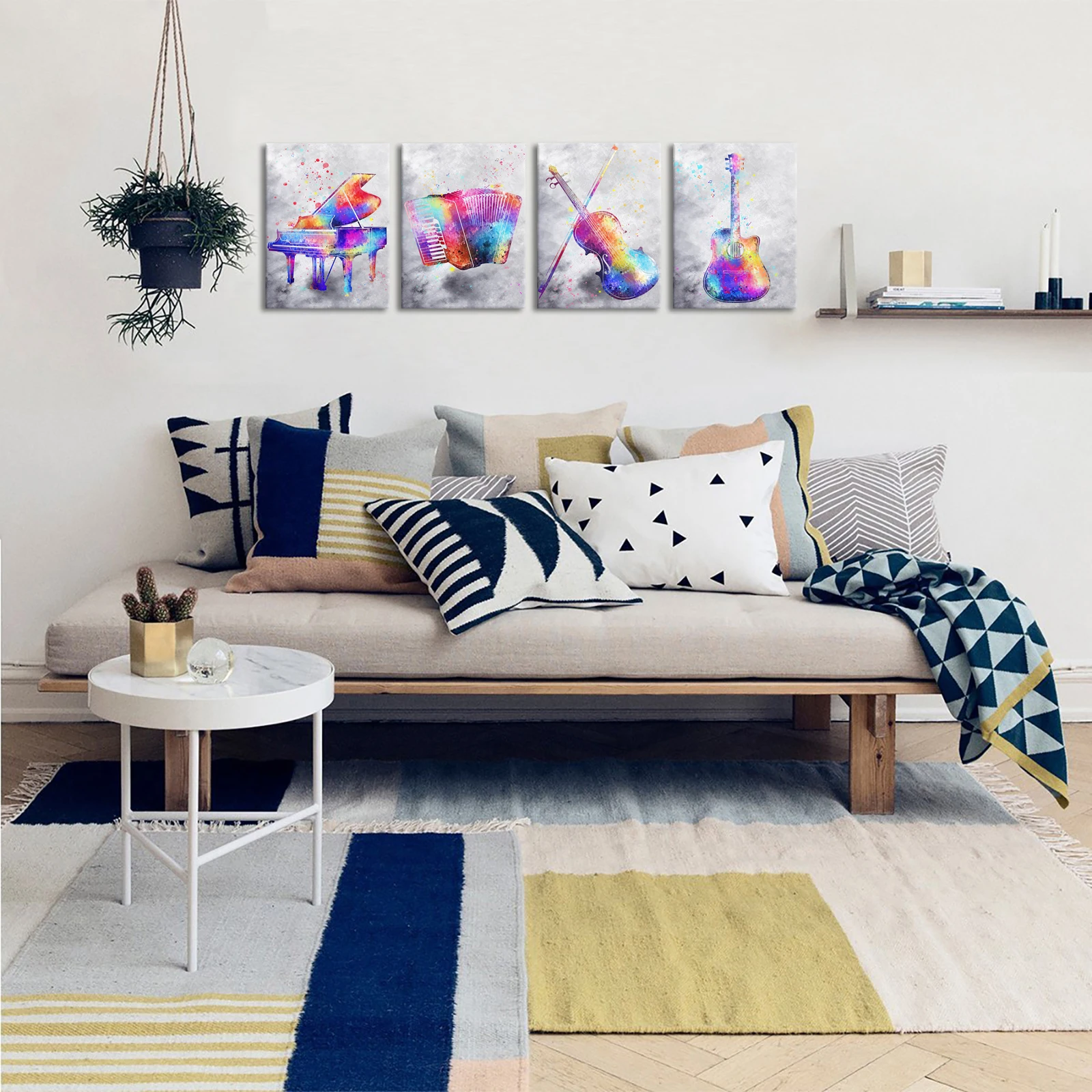 Художественная акриловая живопись фортепиано гармония Музыкальные инструменты Печать на холсте настенное искусство