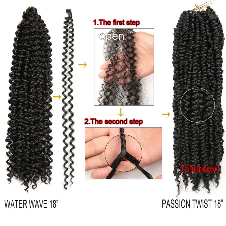 18-24inch Passion Twist Crochet Braid Hair Extensions Water Wave Synthetic Braiding Hair Bohemia Hair