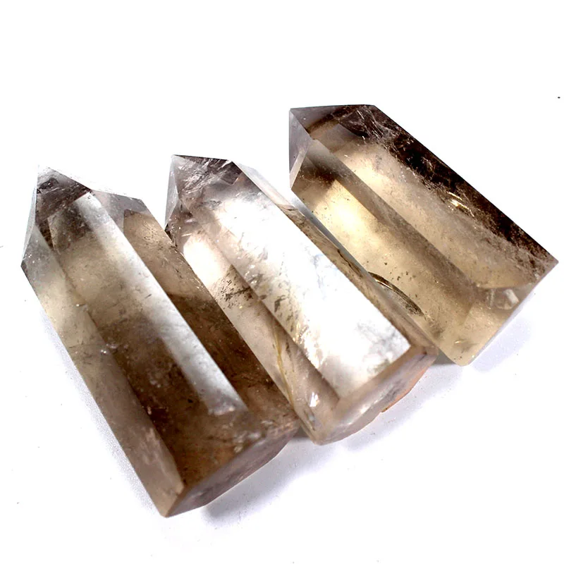 Wholesale natural crystals clear smokey quartz wand points tower for decoration