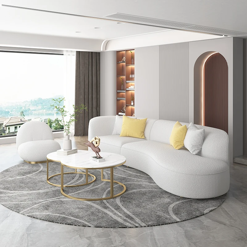 Nordic curved fabric sofa simple modern sofa for living room