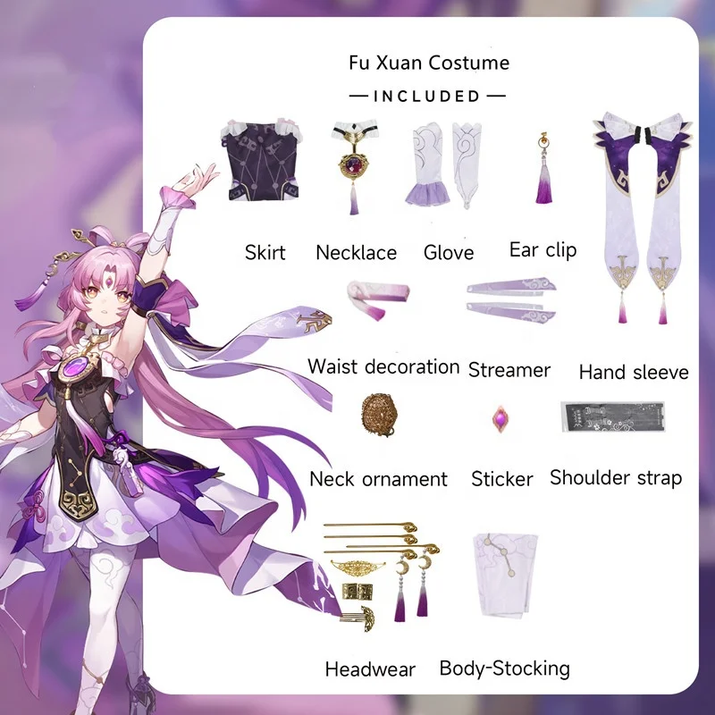 High Quality Wholesale Fuxuan Costume Uniform Cloth Anime Halloween Party Honkai Star Rail Game Cosplay Costume