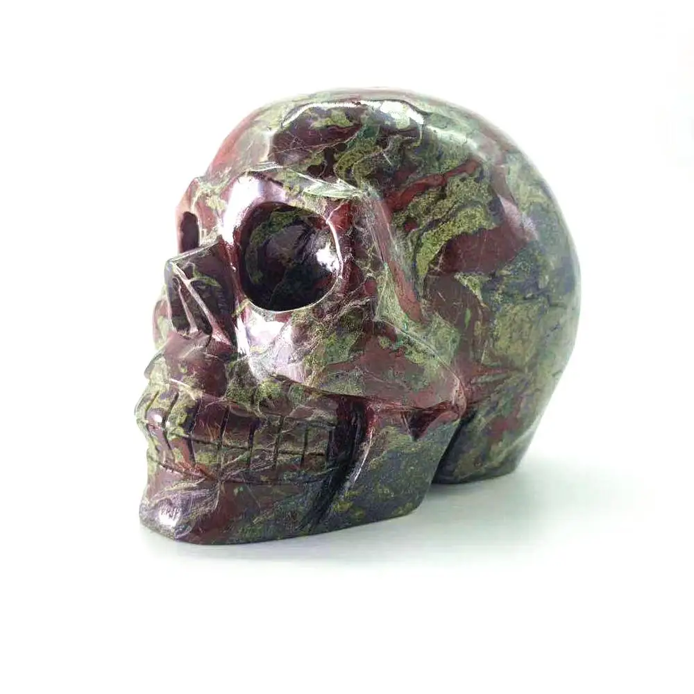 Оптовая продажа, натуральный ручная резьба, дракон, кровь, камень, черепа, Хрустальный ремесло, череп для украшения