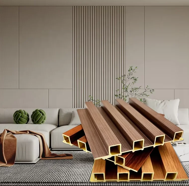 Quick Installation Entrance Tv Grille Background Pvc Wpc Wall Panel For Home Decor Fluted  WPC panel for indoor decoration