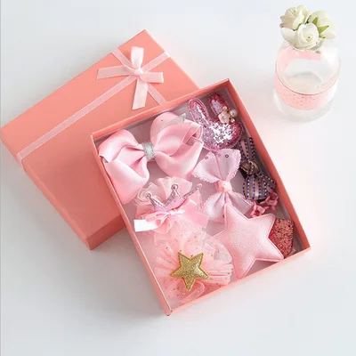 10 шт. в комплекте, подарок на день ребенка, милая Корона и цветок, аксессуары для волос для девочек, НАБОР ЗАЖИМОВ