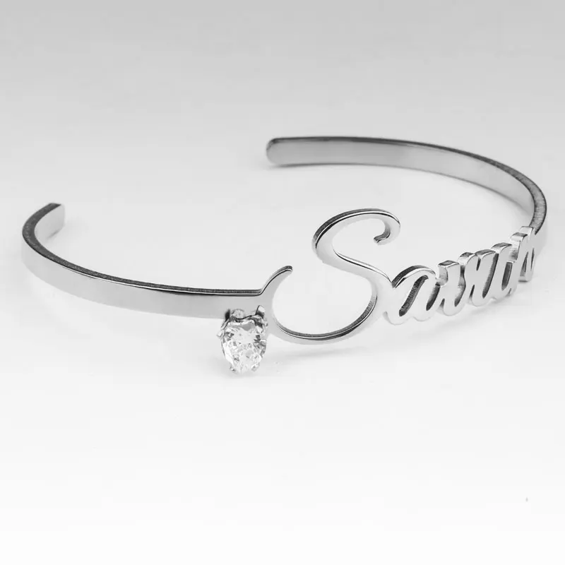 Customized name with diamond gold bracelet bracelet, adjustable opening bracelet