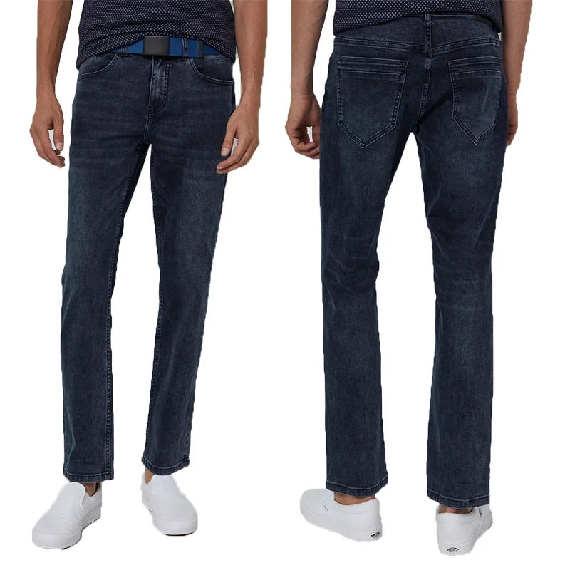 New Product Fit Fashion Trend Exclusive Private Label Embroidered Double Stacked Distressed Denim Destroy Men Western Jean