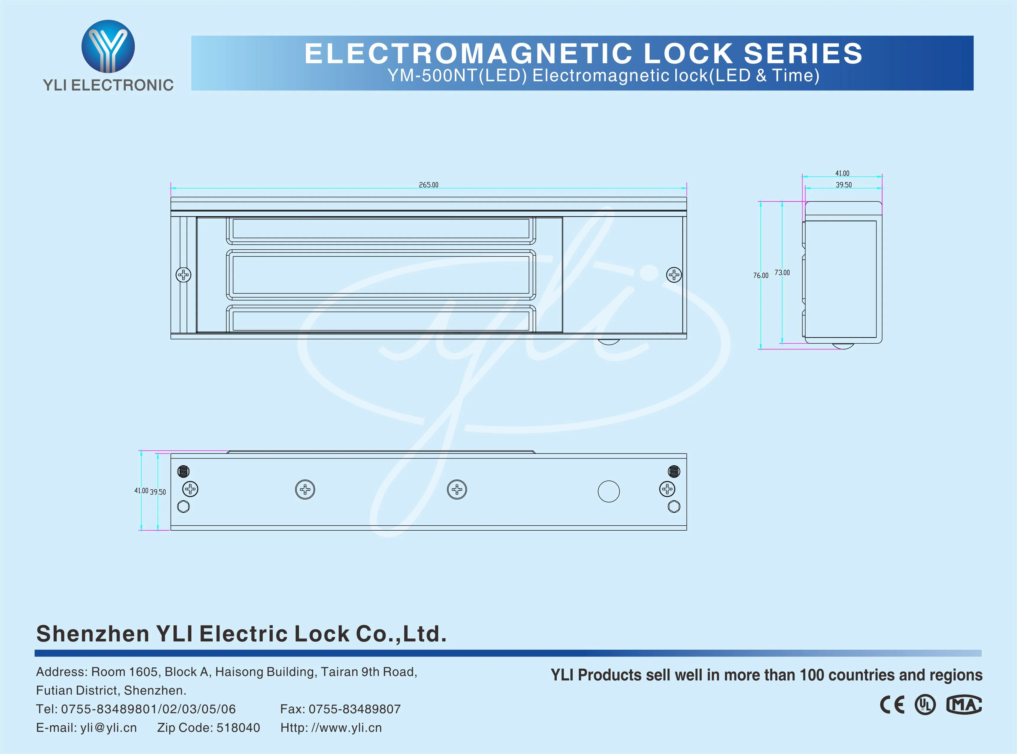 Single Door electric magnetic Lock with Time delay (1200lbs) YM-500NT(LED)