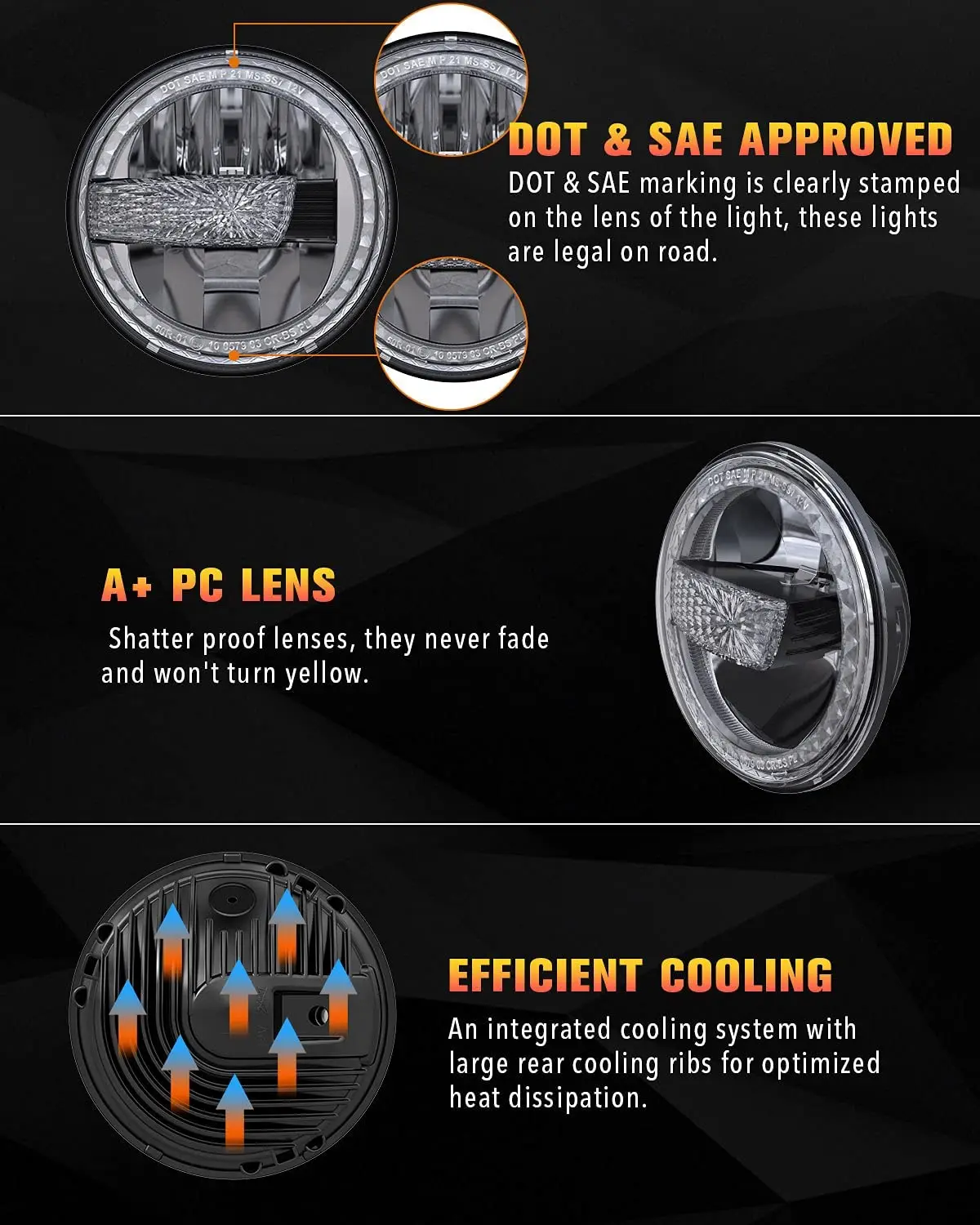 Newest 7 Inch Round Led Headlights Halo Headlight with DRL Hi/ Lo Beam for Jeep Wrangler JK LJ CJ TJ