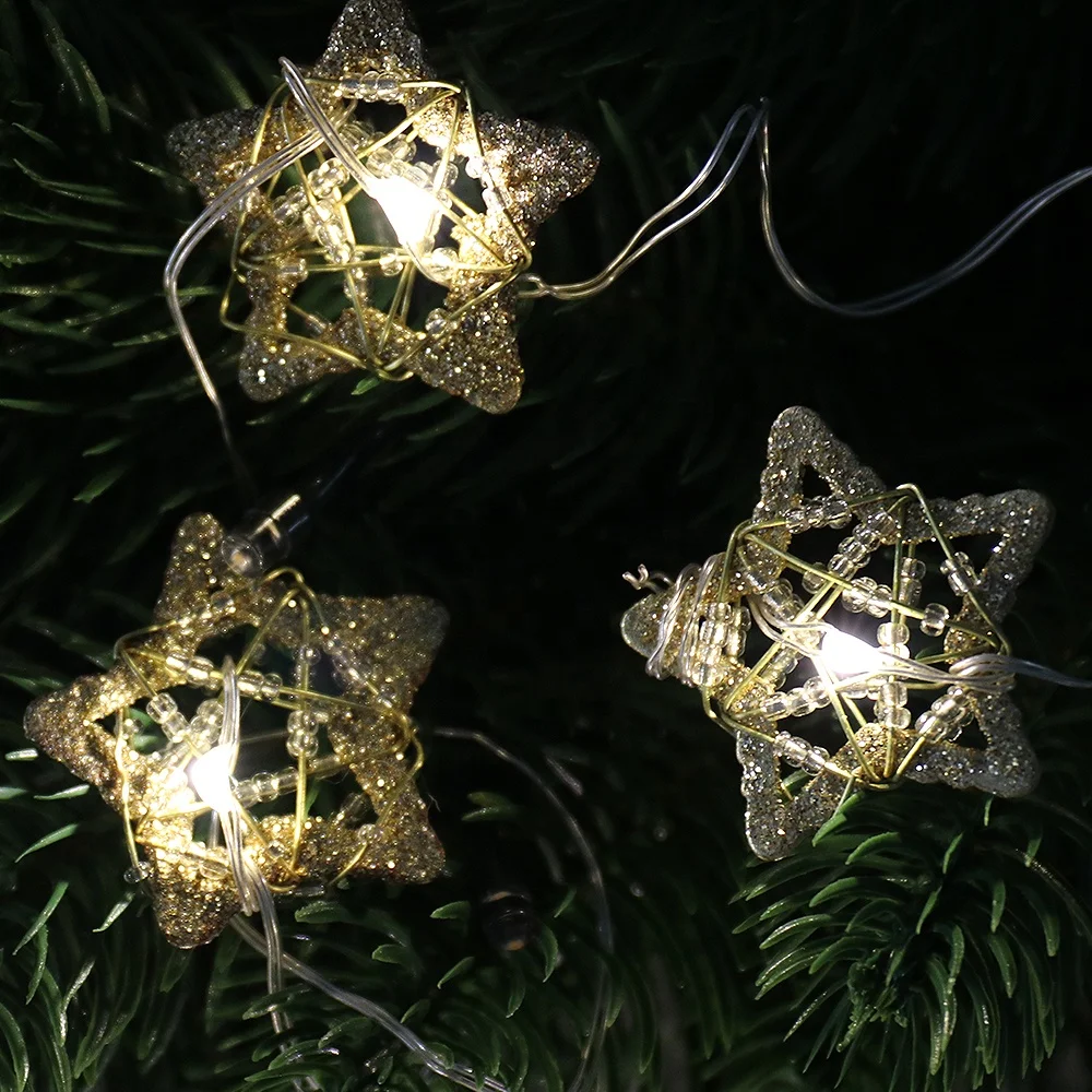 
LED Star String Lights Christmas Fairy Lights Battery Operated Waterproof hanging light 