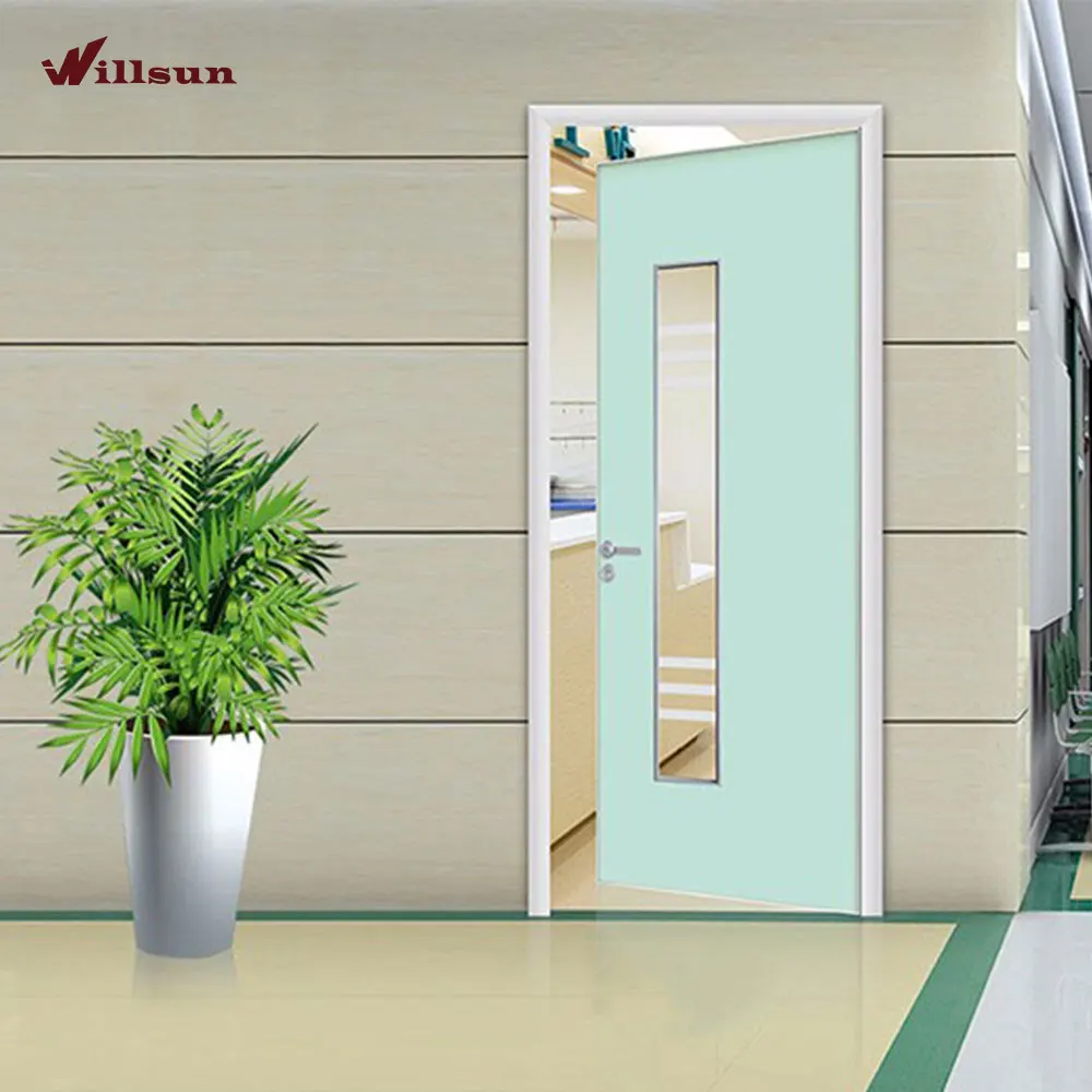 interior glass wood double door Commercial melamine and glass inserts conference room door for office