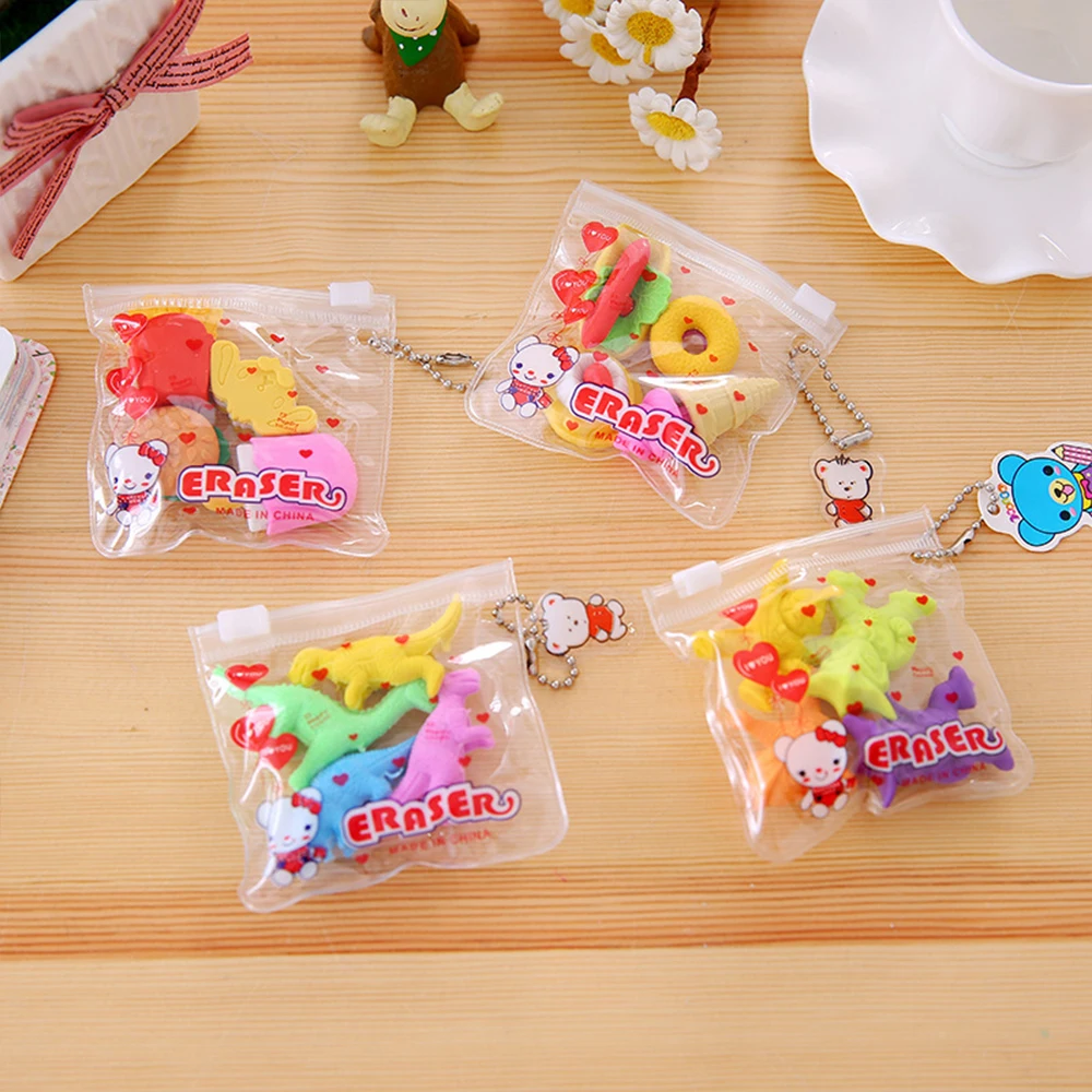 Factory High Quality Custom Logo 3d Eraser TPR Fancy Food Shaped Rubber Eraser For Children