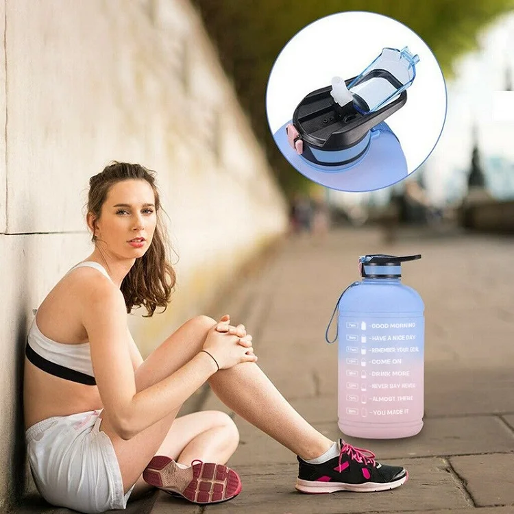 
128 oz 1 Gallon Large Capacity Sport Jug with Time Marker Motivational Water Bottle with Handle 