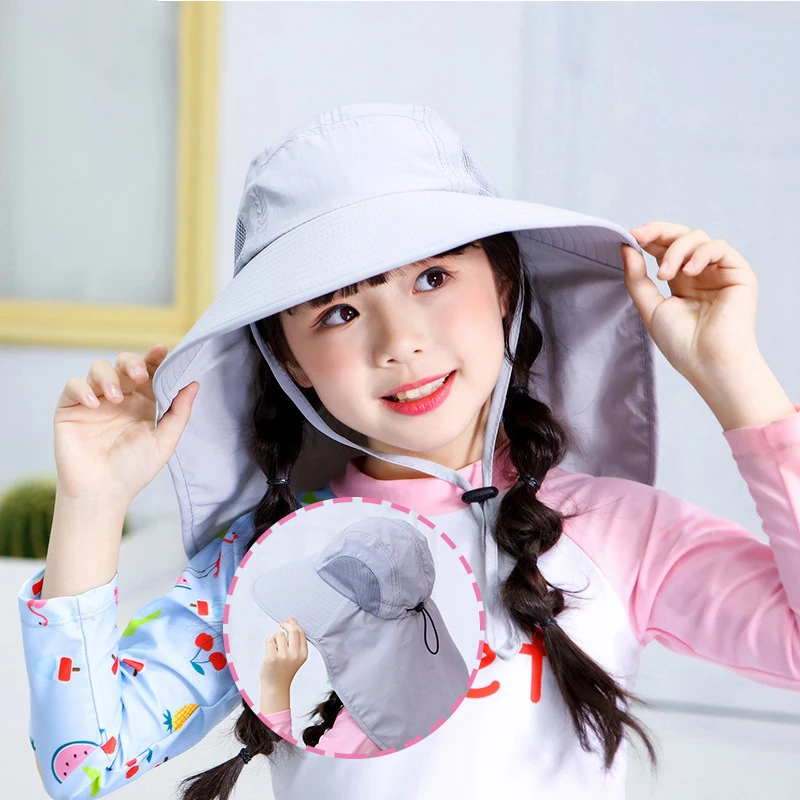 Детская игровая шляпа, Солнцезащитная шляпа UPF50 +, дышащая Панама, детская пляжная шляпа от солнца