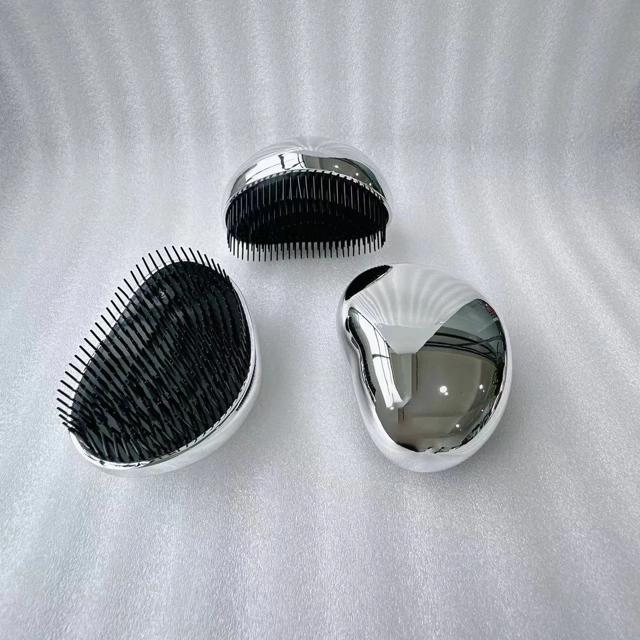 Popular Electroplated Chrome Silver Professional Brush Hair Care Styling Customized Detangling Hair brush