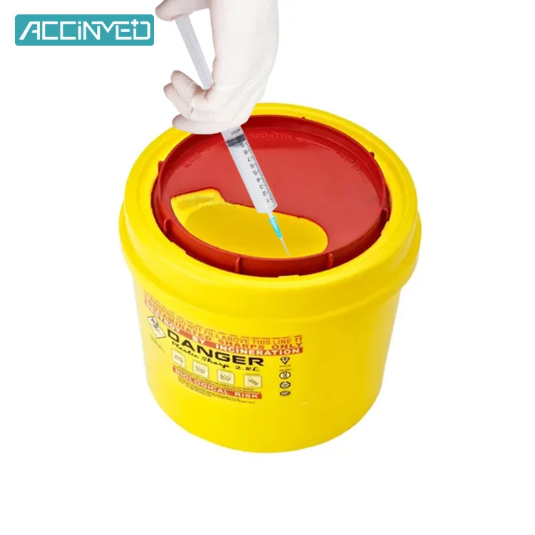 Custom Medical Hospital Waste Plastic Box Leak Proof Biohazard Disposal Round Sharps Container 3L