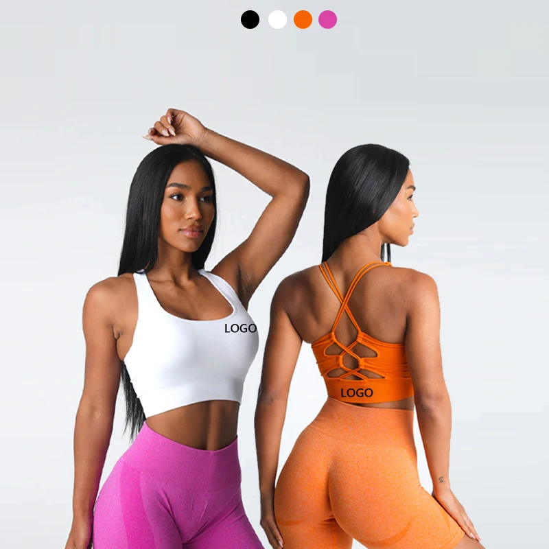 Double Shoulder Straps Sweet Crisscross Open Back All Day Support Thrive minimal Seamless Womens Gym Yoga Sports Bra Corset Top