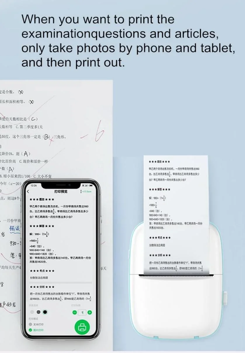 Mini Photo Printer Mini Pocket Concise White Inkless Thermal Label Printer for Android Ios Phone Impressor Printer