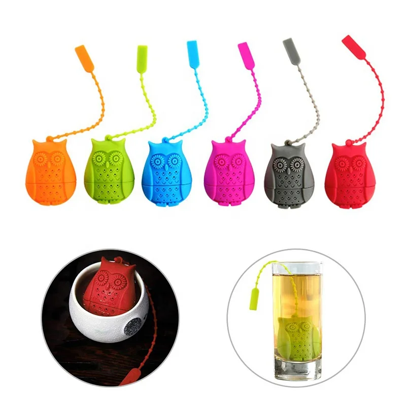 RTS Hot Sale Silicone Custom Owl Silicone Tea Infuser Strainer Mesh Tea bag Mug Silicone Tea Infuser