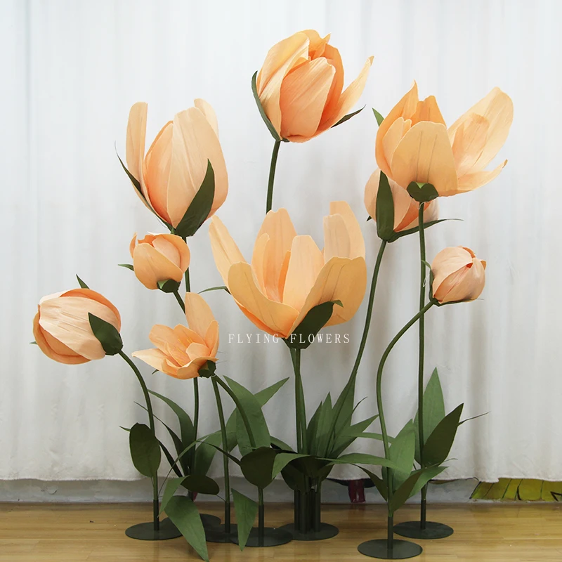 Popular design giant wedding occasion paper tulip flowers backdrop for marriage decoration