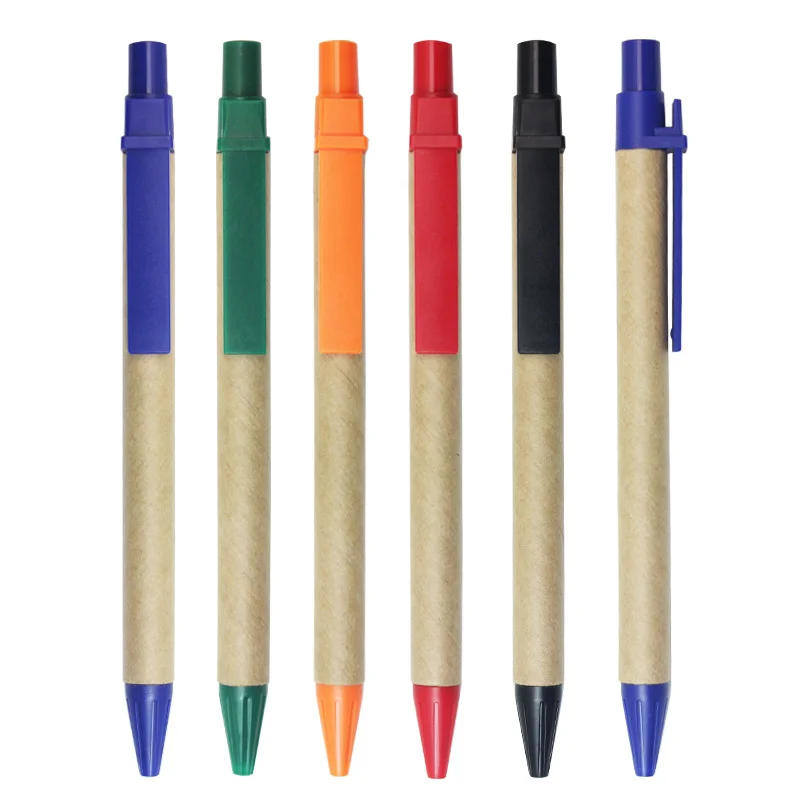 Wholesale Bulk Promotional Paper Pen Custom Logo Eco Friendly Cardboard Tube Ballpoint Pens